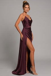 Mia | Maxi Kleid Herzausschnitt Raffung Schlitz
