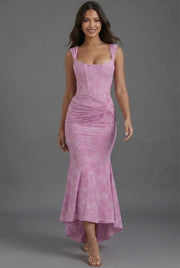 Elfriede | Maxi Kleid Korsett Gerafft Fishtail Blumenmuster
