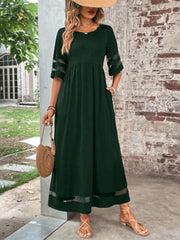 Katharina | Maxi Kleid Mesh-Ärmel Figurschmeichelnd Elegant