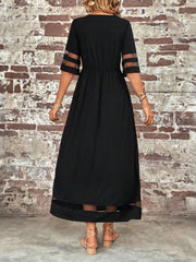 Katharina | Maxi Kleid Mesh-Ärmel Figurschmeichelnd Elegant