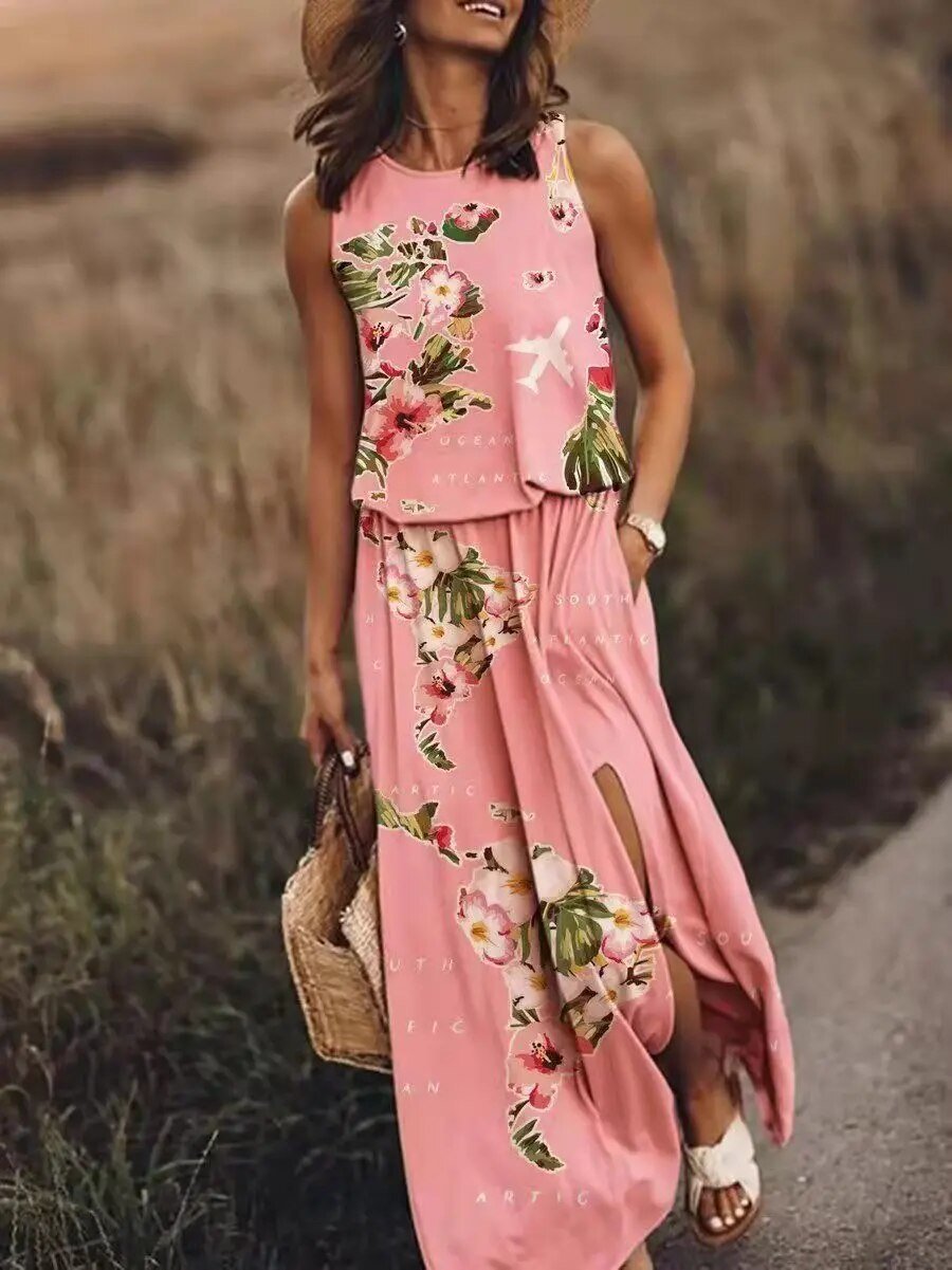 Marlene | Maxi Kleid Ärmellos Elastische Taille Boho Sommer