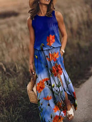 Marlene | Maxi Kleid Ärmellos Elastische Taille Boho Sommer
