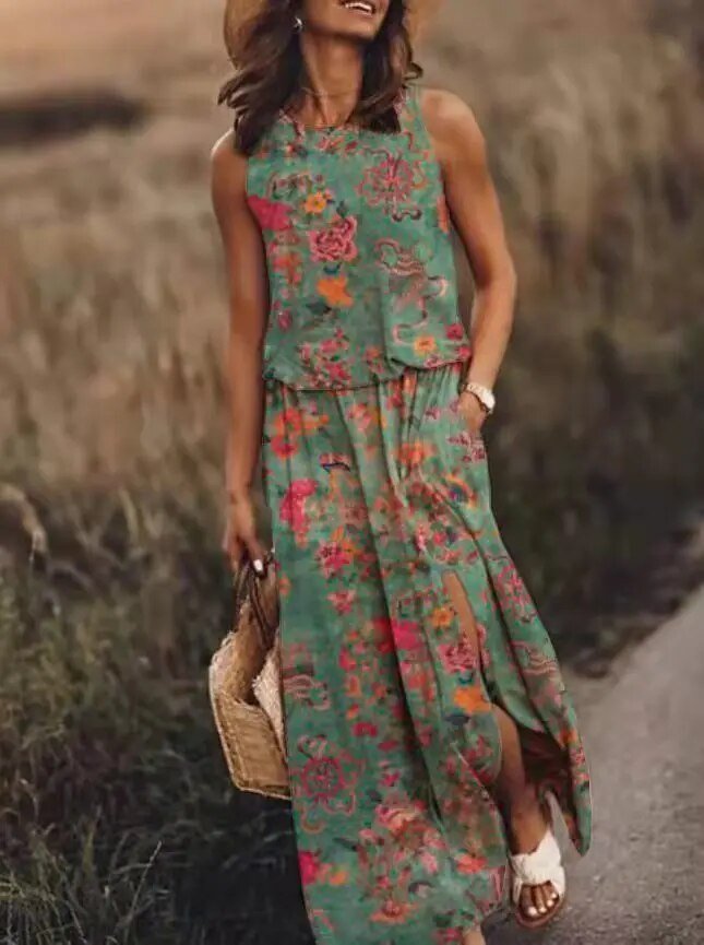 Marlene | Maxi Kleid Ärmellos Elastische Taille Boho Sommer