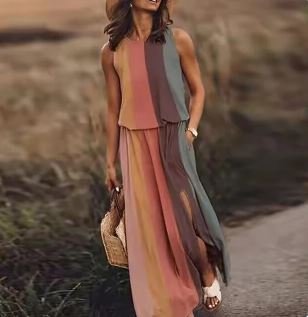 Marlene | Maxi Kleid Ärmellos Elastische Taille Boho Sommer
