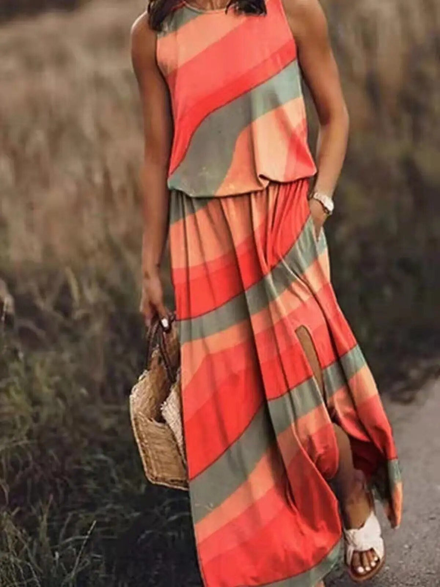 Marlene | Maxi Kleid Ärmellos Elastische Taille Boho Sommer