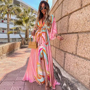 Sophie | Maxi Kleid V-Ausschnitt Kimono Ärmel Schlitz