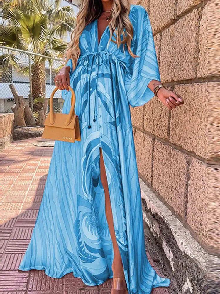 Sophie | Maxi Kleid V-Ausschnitt Kimono Ärmel Schlitz