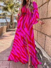 Sophie | Maxi Kleid V-Ausschnitt Kimono Ärmel Schlitz
