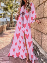 Sophie | Maxi Kleid V-Ausschnitt Kimono Ärmel Schlitz