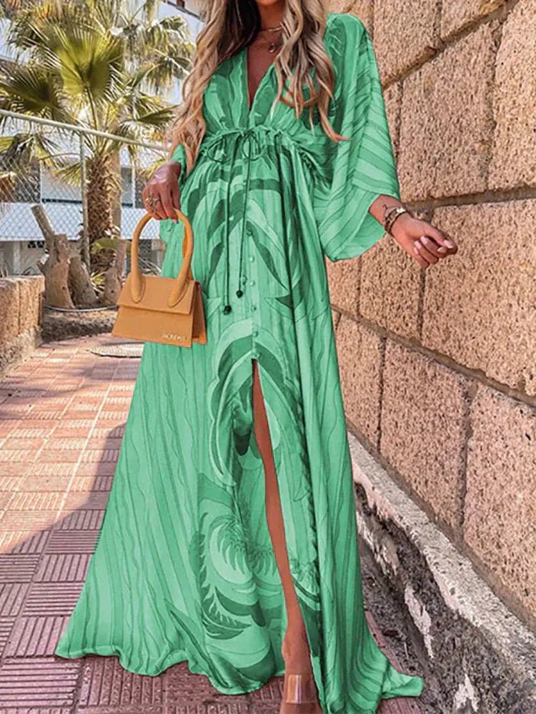 Sophie | Maxi Kleid V-Ausschnitt Kimono Ärmel Schlitz