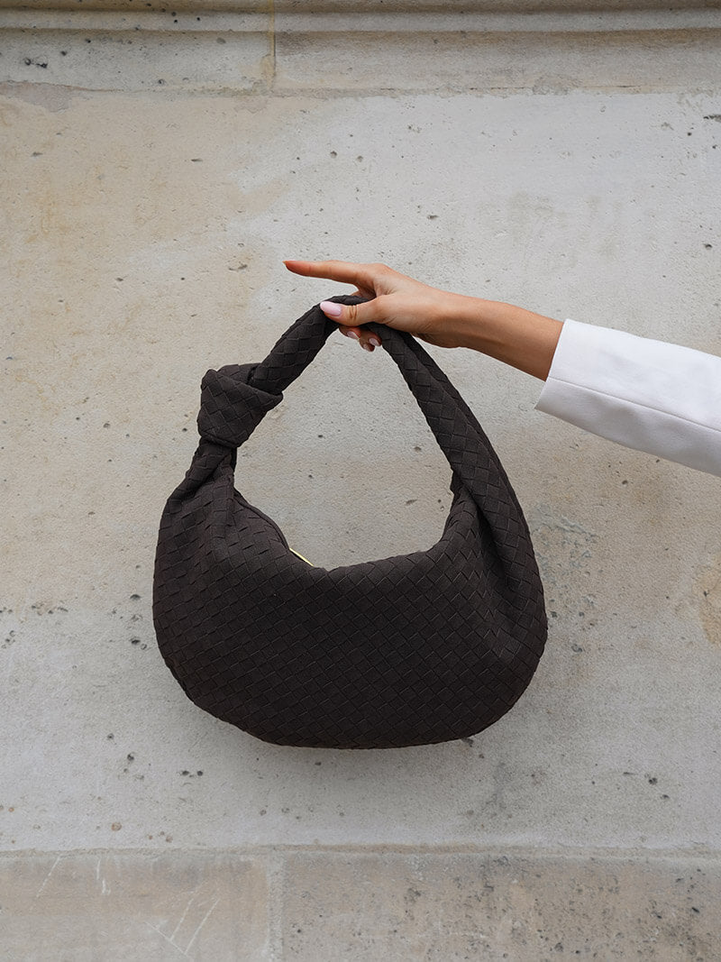 Medium suede woven Tasche