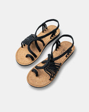 Mica - Spaziergang bei Sonnenuntergang: Flache Sandalen mit geflochtenen Riemen | Bunte geflochtene Sommersandalen