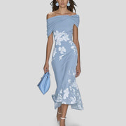 Sophie | Midi Kleid Off-Shoulder Blumenmuster Elegante Passform