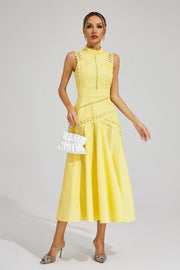 Marlene | Midi Kleid Ärmellos Spitze Hochzeitsgast Elegant