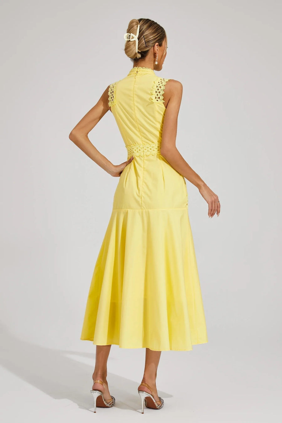 Marlene | Midi Kleid Ärmellos Spitze Hochzeitsgast Elegant