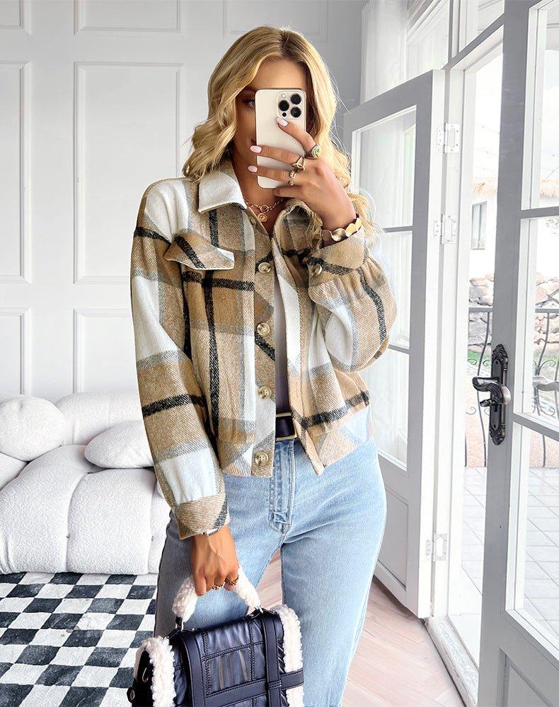 Mila – Kariertes Overshirt mit Brusttaschen & Knopfleiste
