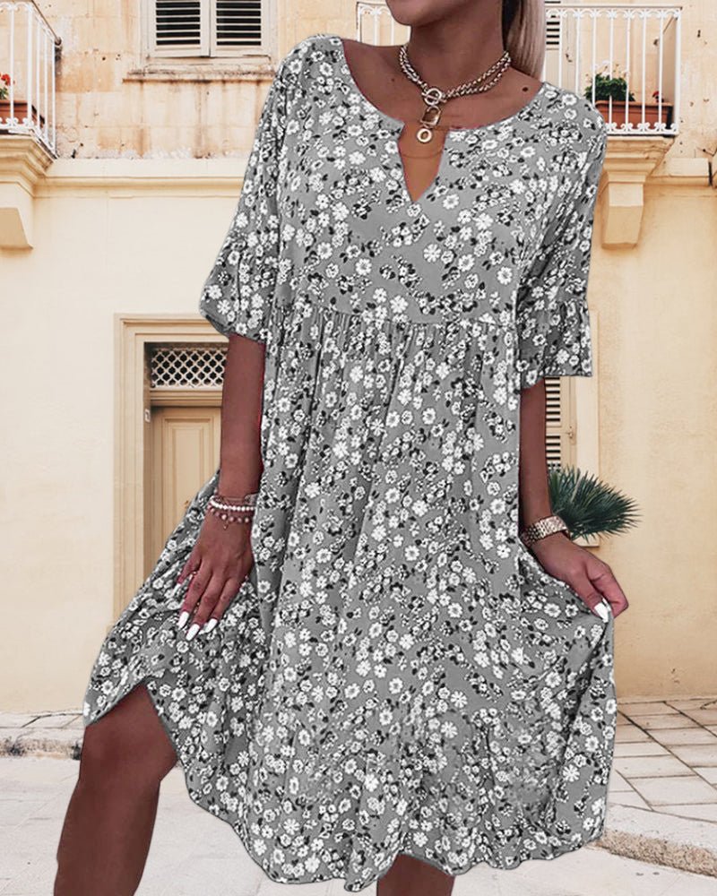 Heidi-Mode | Kleid mit Blumenmuster und Lockerer Passform für Damen