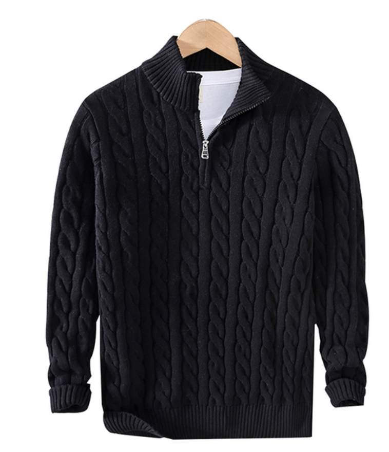 Herren Strickpullover Mit Halb Reißverschluss | Langarm