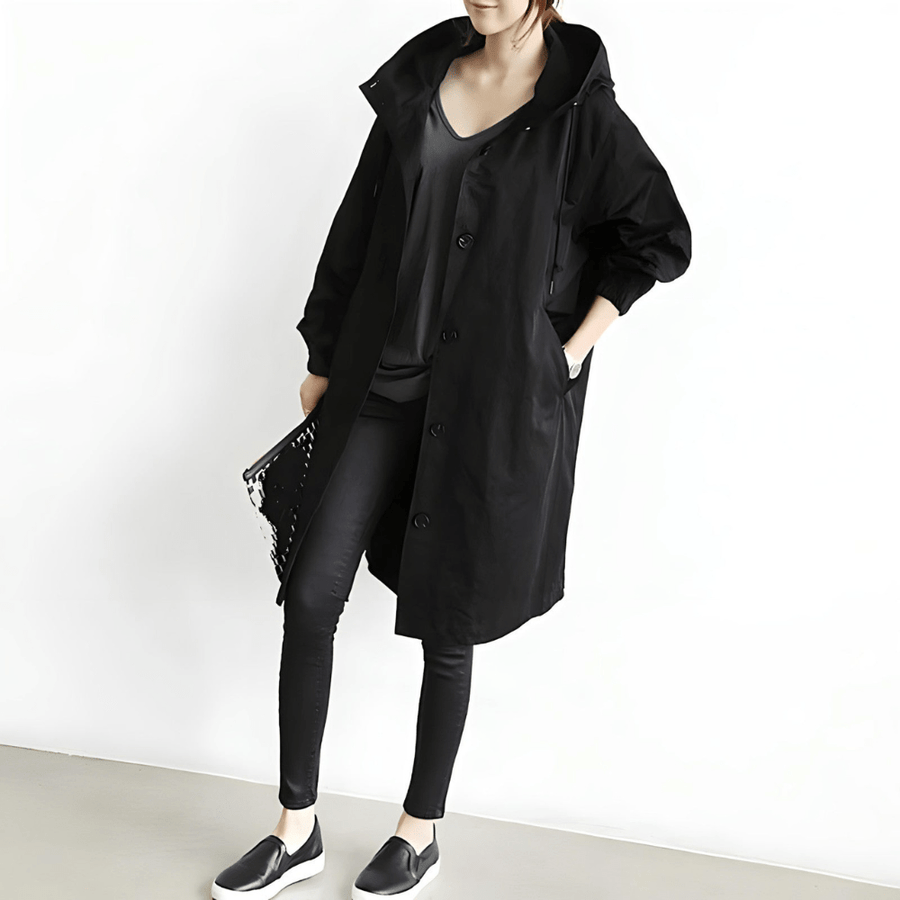 Damen Trenchcoat mit Kapuze – Leichte Übergangsjacke im eleganten Design