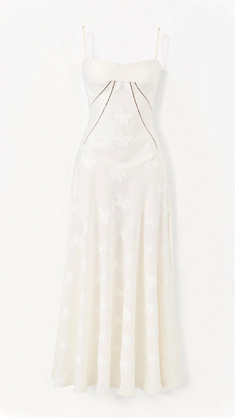 Weißes Boho-Maxikleid mit Schmetterling-Muster | Ibiza-Stil