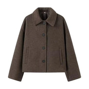 Damen Übergangsjacke Oversize – Eleganter Kurz-Mantel mit Knöpfen
