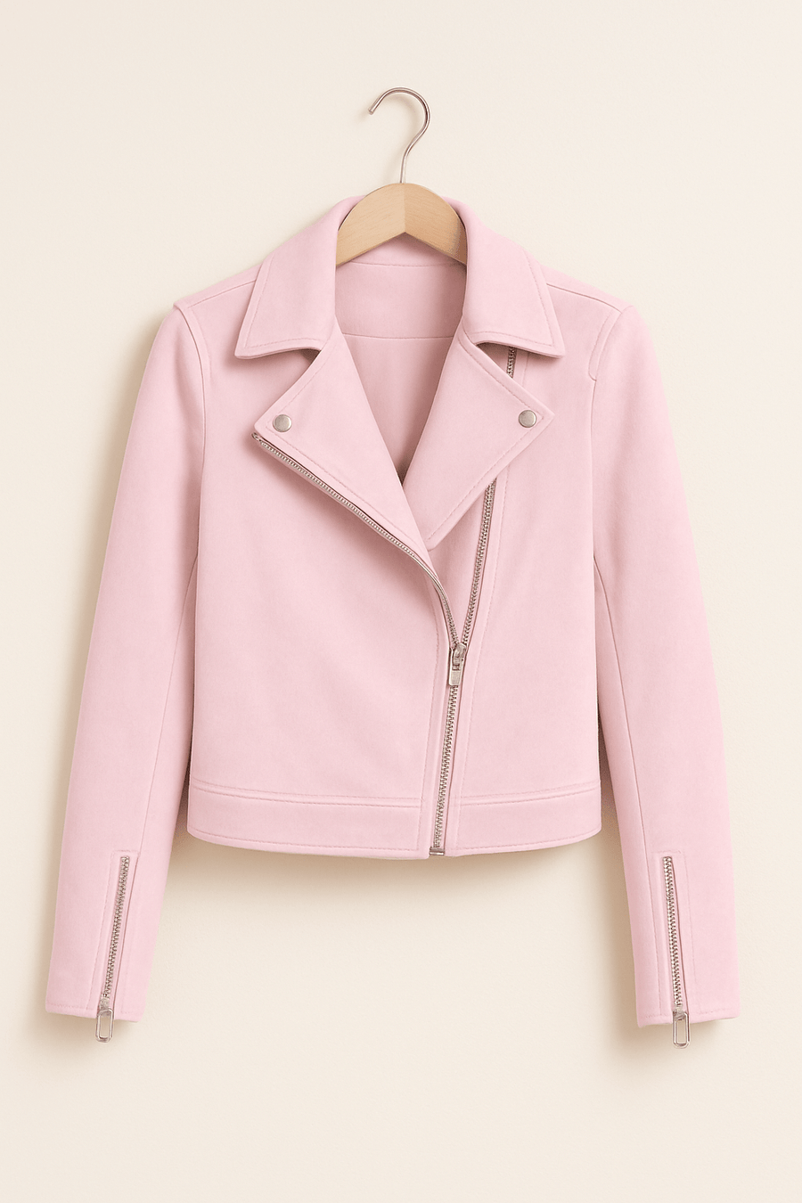 Vintage Bikerjacke aus Wildlederimitat – Stylische Übergangsjacke mit Reißverschlussdetails