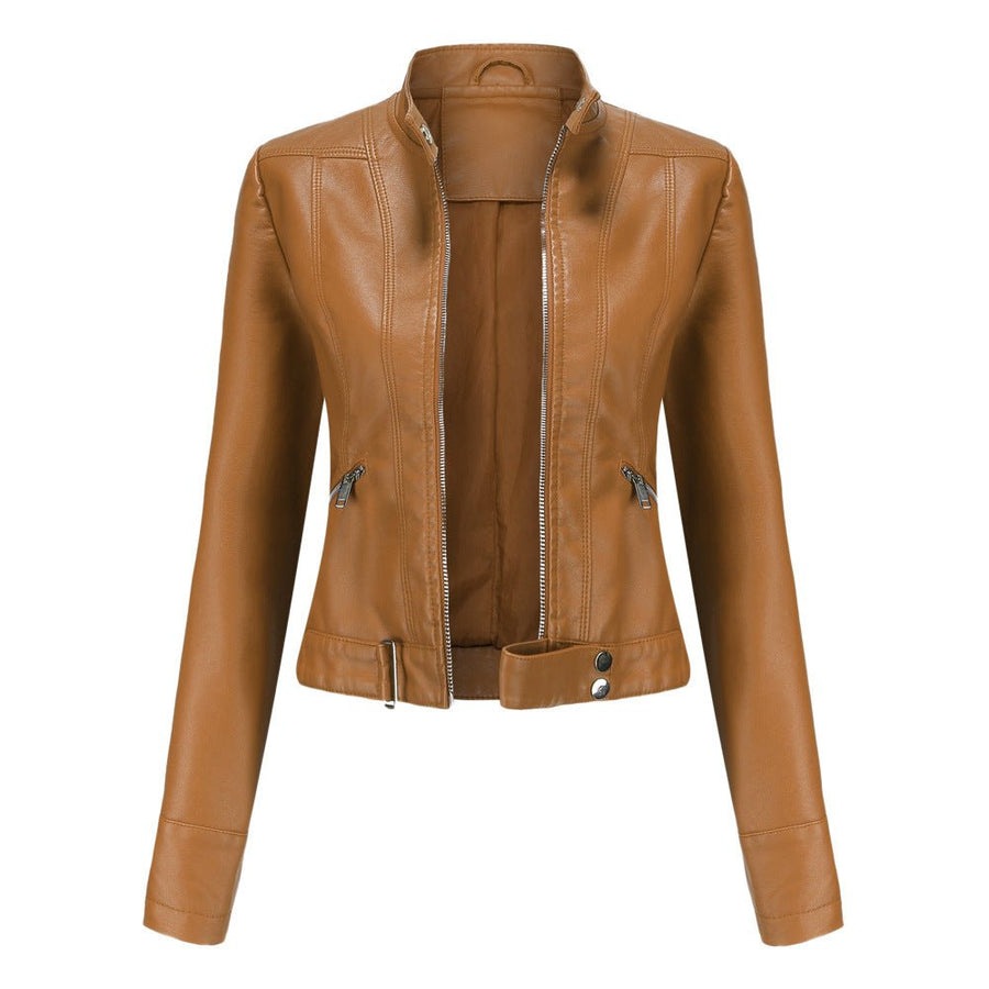Elegante Jacke im Biker-Stil – Kurzjacke mit Reißverschluss und Stehkragen