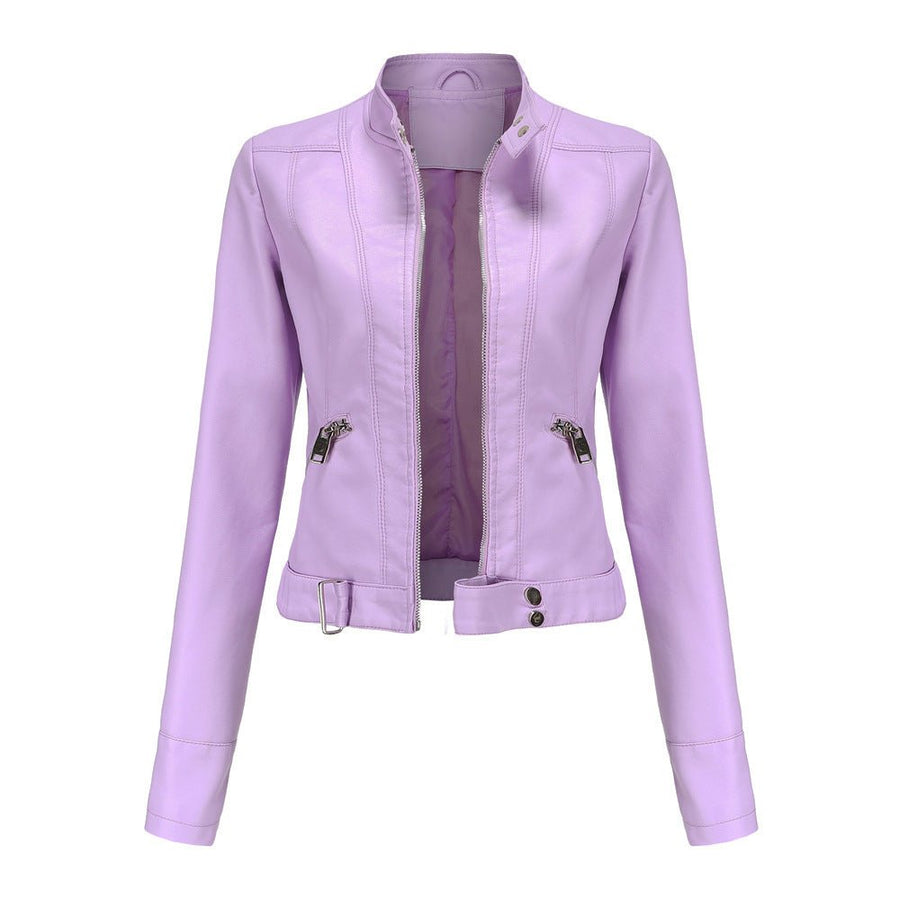 Elegante Jacke im Biker-Stil – Kurzjacke mit Reißverschluss und Stehkragen