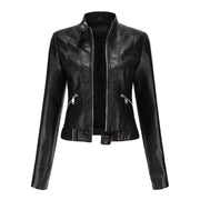 Elegante Jacke im Biker-Stil – Kurzjacke mit Reißverschluss und Stehkragen