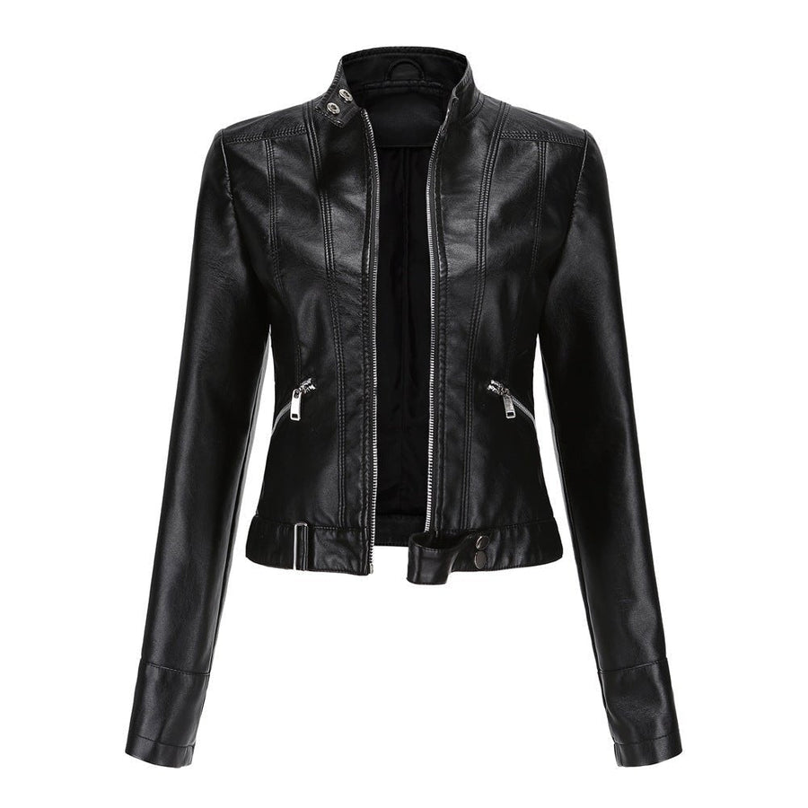 Elegante Jacke im Biker-Stil – Kurzjacke mit Reißverschluss und Stehkragen
