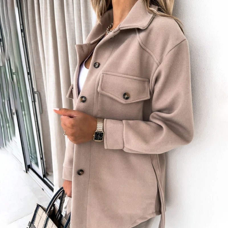 Elegante Hemdjacke mit Knopfleiste und Taschen – Modische Übergangsjacke für jeden Anlass