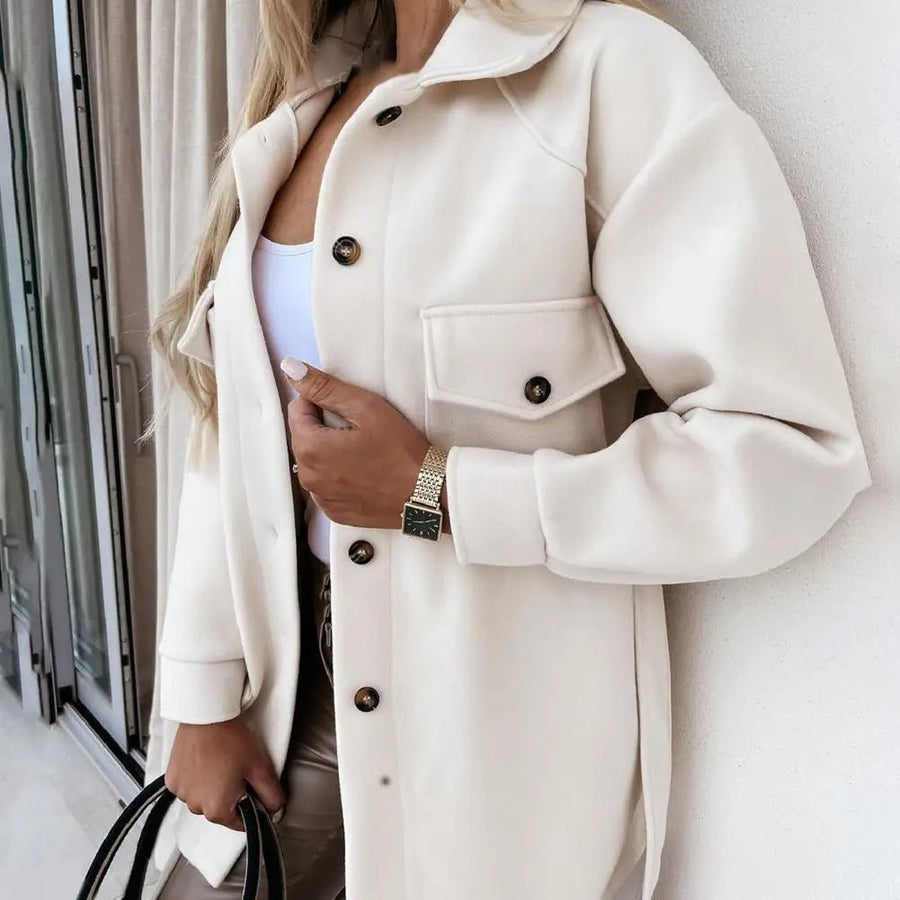 Elegante Hemdjacke mit Knopfleiste und Taschen – Modische Übergangsjacke für jeden Anlass