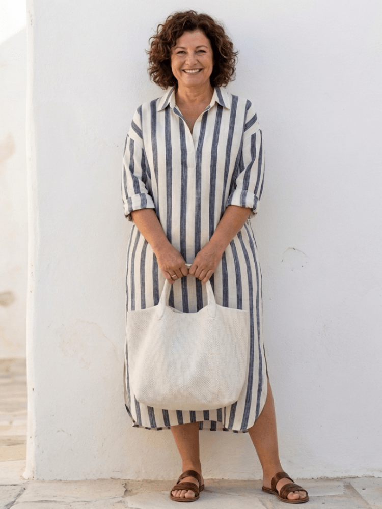 Naomi | Damen Gestreiftes Hemdkleid Langarm – Hemdblusenkleid Streifen Büro 2026