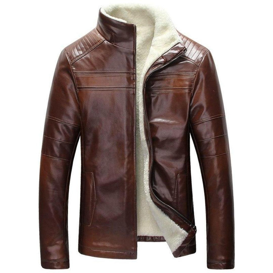 Herren Winter-Lederjacke | Mit Reißverschluss
