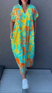 Nia | Damen Blumen Midikleid V-Ausschnitt – Geblümtes Sommerkleid Urlaub 2026