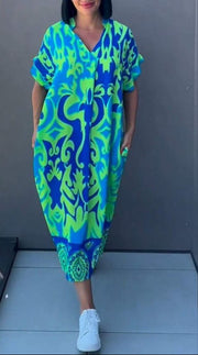 Nia | Damen Blumen Midikleid V-Ausschnitt – Geblümtes Sommerkleid Urlaub 2026