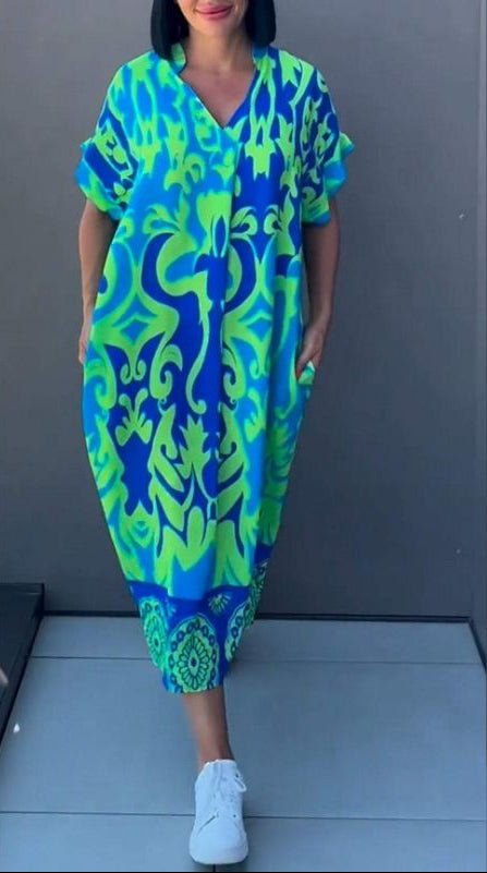 Nia | Damen Blumen Midikleid V-Ausschnitt – Geblümtes Sommerkleid Urlaub 2026