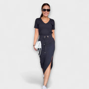 Danielle - Elegantes V-Ausschnitt-Top mit passendem Rock