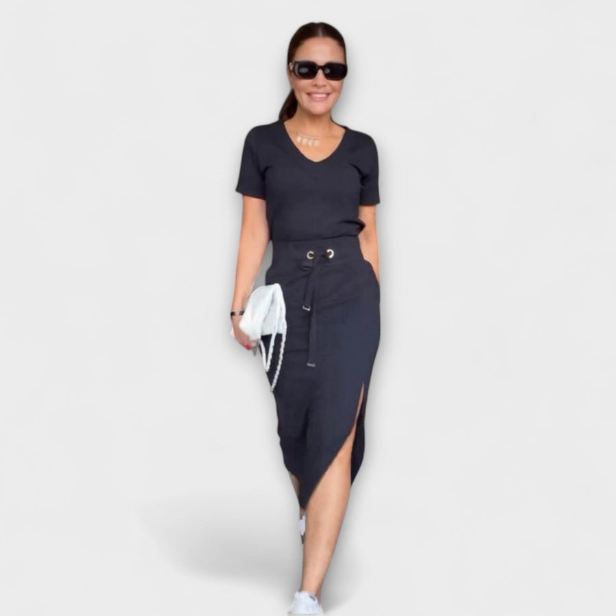 Danielle - Elegantes V-Ausschnitt-Top mit passendem Rock