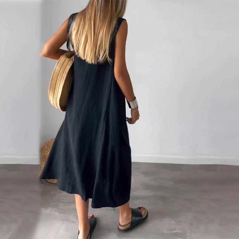 Noemi | Damen Ärmelloses Kleid Taschen – Sommer Casual Kleid Strand & Alltag 2026
