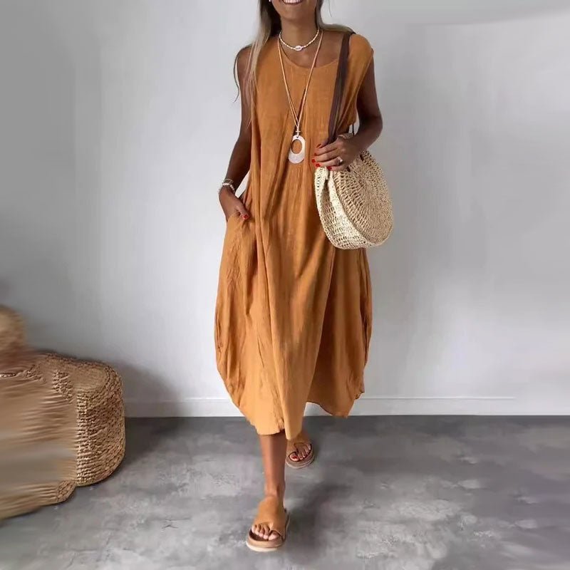 Noemi | Damen Ärmelloses Kleid Taschen – Sommer Casual Kleid Strand & Alltag 2026