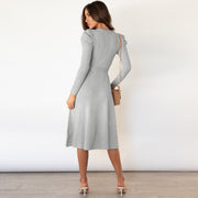 Nora – Feinstrick-Kleid mit Taillengürtel und Strukturmuster