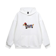Unisex Oversize Hoodie mit Dackel-Stickerei und Kängurutasche