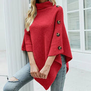 Andrea - Poncho mit Rollkragen und seitlicher Knopfleiste