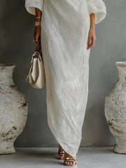 Greta | One-Shoulder Leinenkleid Asymmetrisch Locker Damen Maxikleid