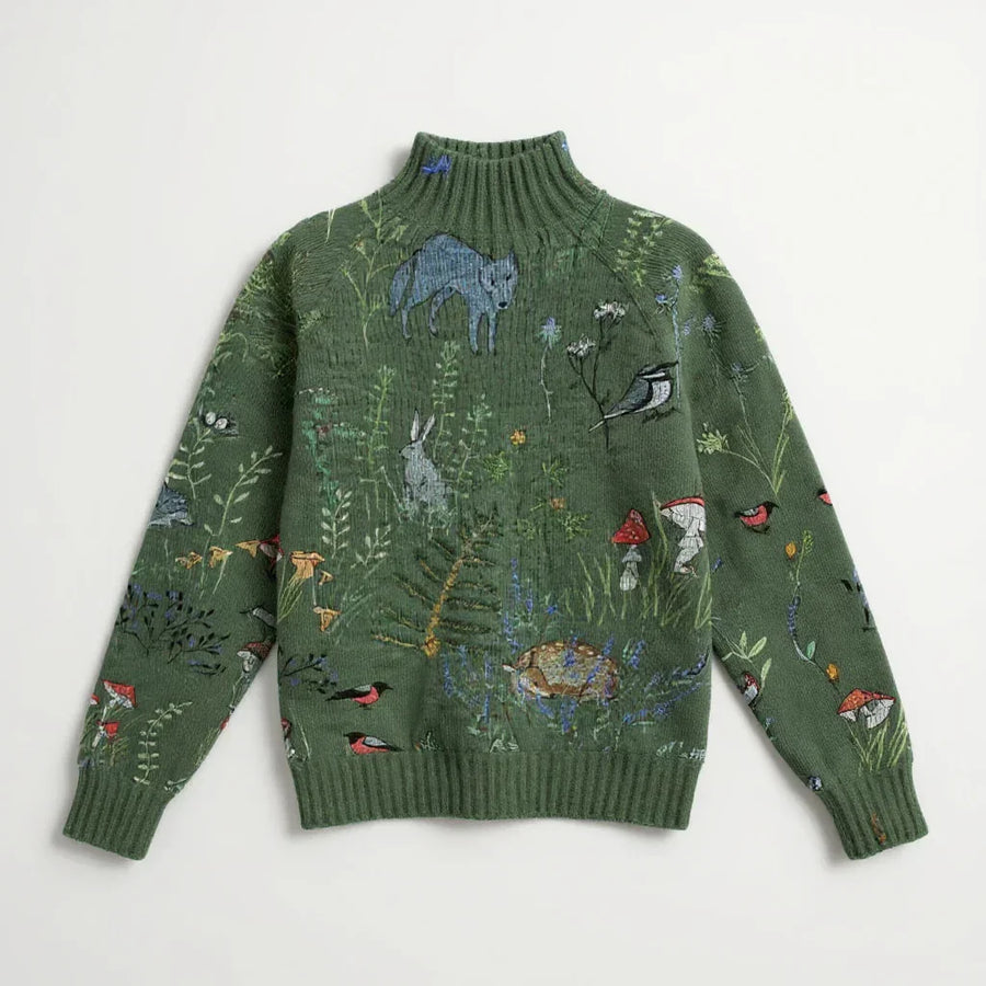HANA | GEMÜTLICHER STRICKPULLOVER MIT WALDMOTIV