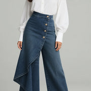 Damenjeans mit hoher Taille, lockerer Passform und weitem Bein
