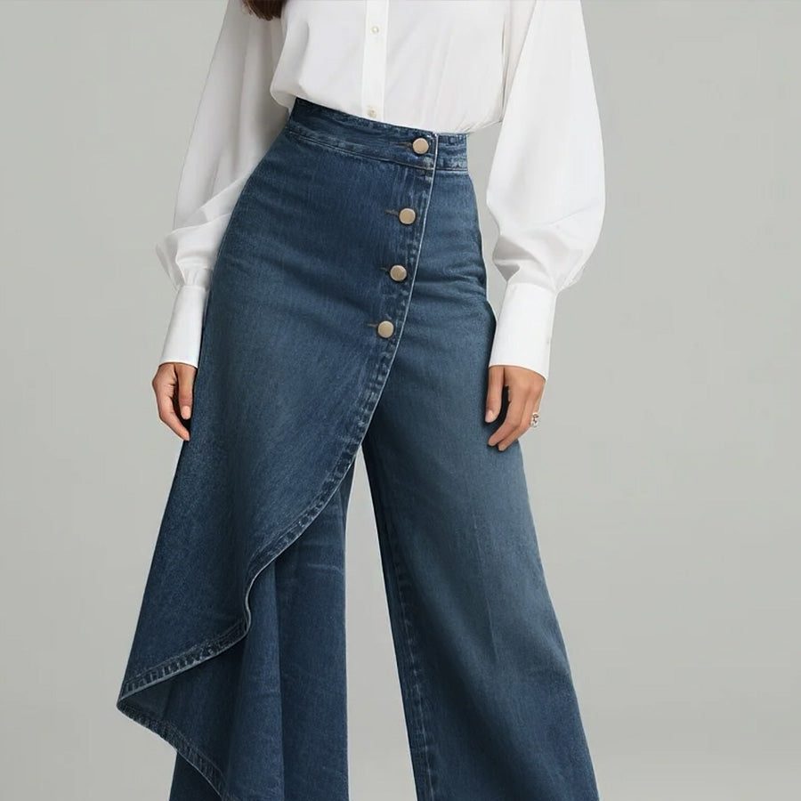 Damenjeans mit hoher Taille, lockerer Passform und weitem Bein