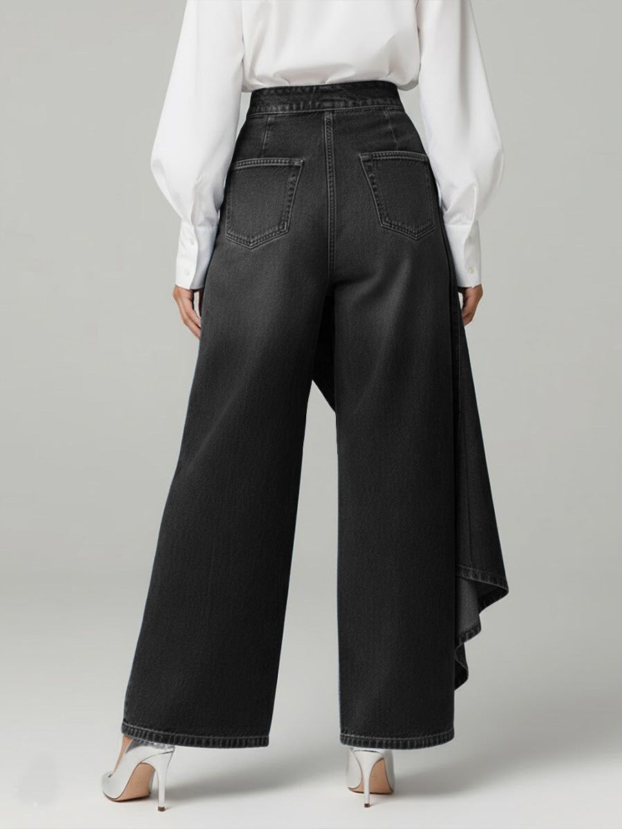Damenjeans mit hoher Taille, lockerer Passform und weitem Bein