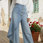 Damenjeans mit hoher Taille, lockerer Passform und weitem Bein